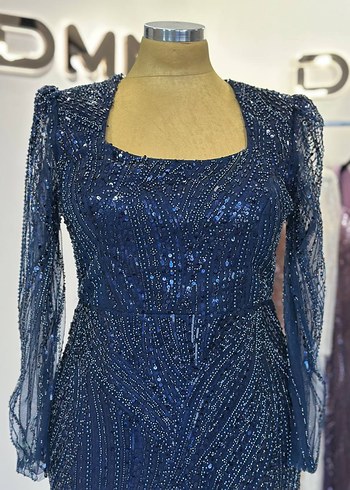 Boncuk İşlemeli Uzun Abiye Elbise - Görsel 3