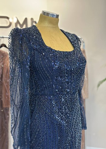 Boncuk İşlemeli Uzun Abiye Elbise - Görsel 2