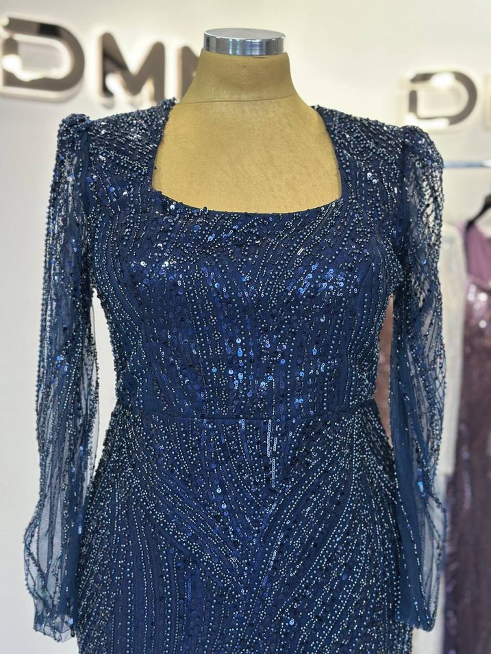 Boncuk İşlemeli Uzun Abiye Elbise - Görsel 3