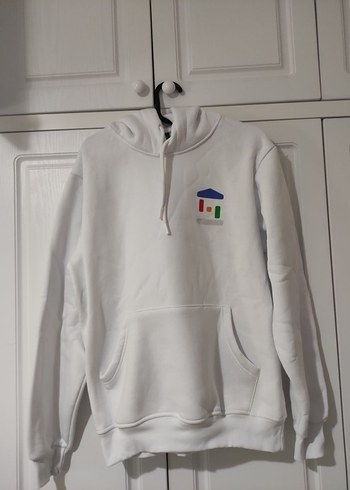 Beyaz Google sweatshirt özel M-L beden - Görsel 2