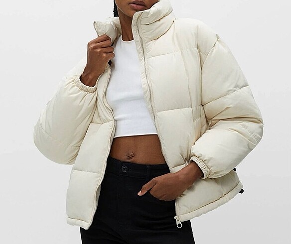 Pull Bear Dik Yaka Şişme Mont