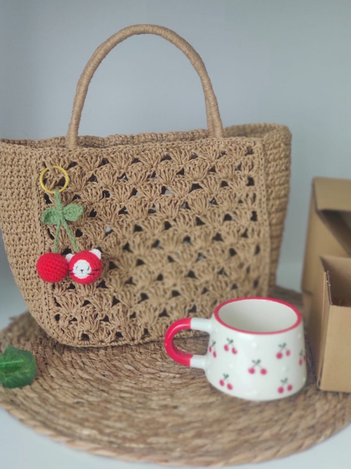 Dantel Detaylı Örgü Bohem Kadın Çanta - Görsel 3