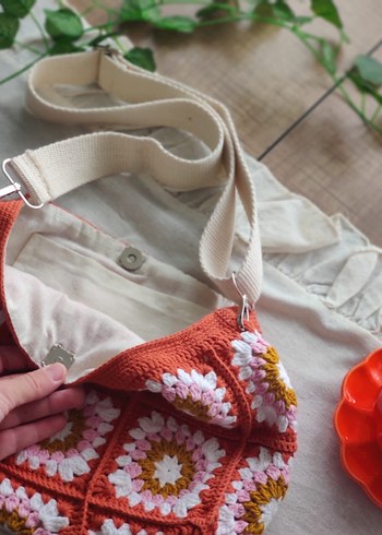 Renkli Nakışlı Örgü Bohem Kadın Çanta - Görsel 4