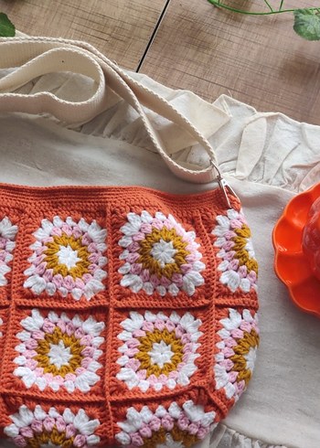 Renkli Nakışlı Örgü Bohem Kadın Çanta - Görsel 2