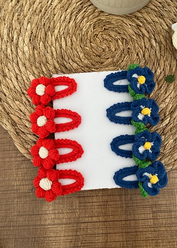 Renkli Örgü Çiçekli Çocuk Saç Tokası - Görsel 3