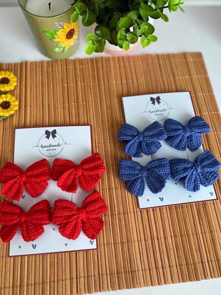 Nakışlı Kırmızı Fiyonk Çocuk Toka Seti - Görsel 2