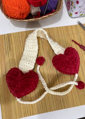 Nakışlı Renkli Örgü Kız Aksesuarı - Görsel 3