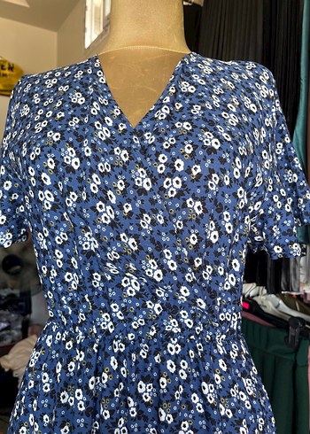 Mavi Pilili Bohem Uzun Elbise - Görsel 3