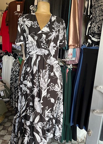 Mavi Pilili Bohem Uzun Elbise - Görsel 2