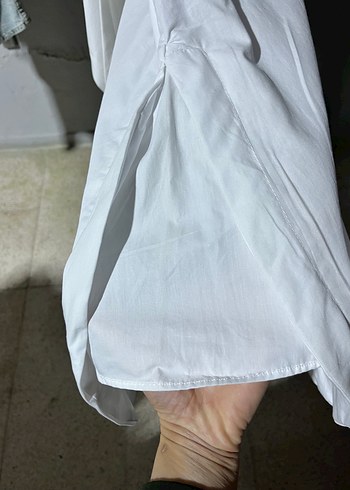 Düğmeli Beyaz Keten Kadın Gömlek - Görsel 2