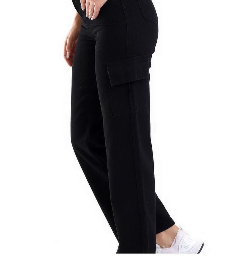 Gri Batik Desen Kemerli Salaş Kadın Kot Pantolon palasız - Görsel 3