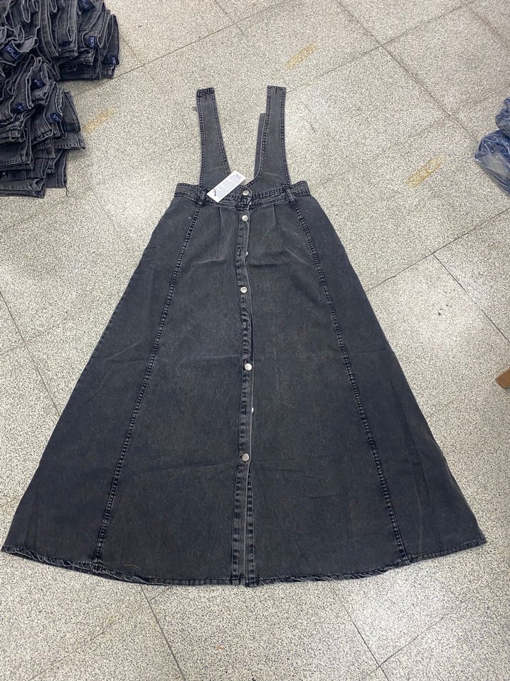 Askılı Kemerli Uzun Denim Elbise kot - Görsel 2