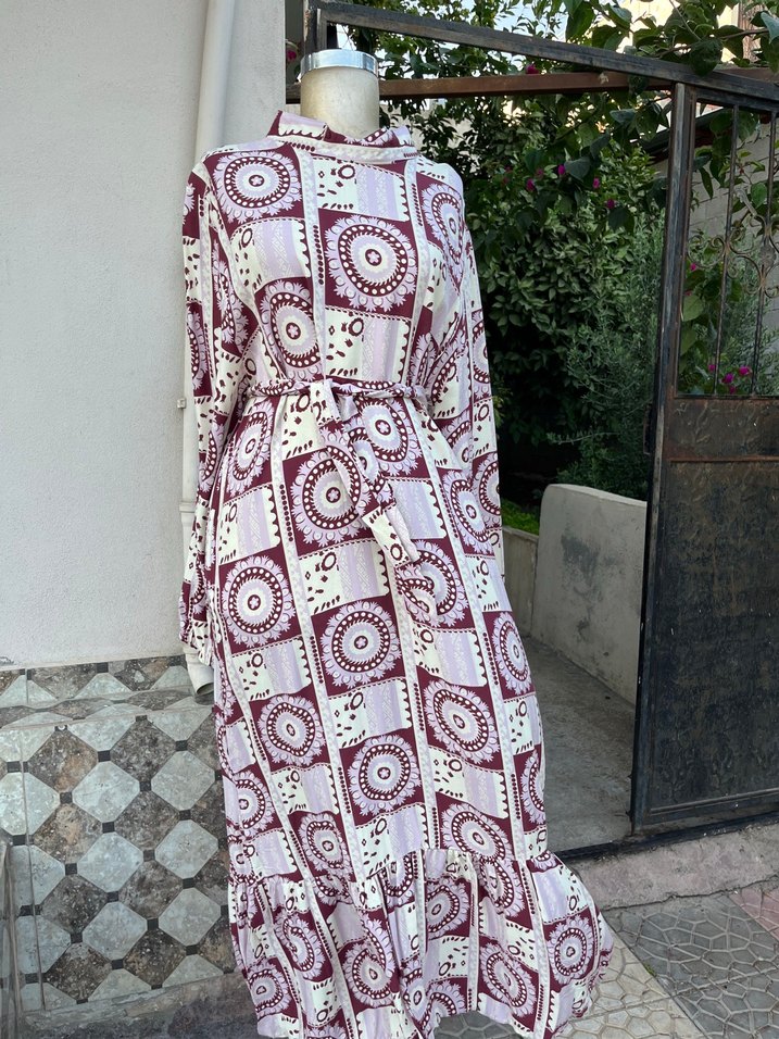 Boncuk Detaylı Renkli Bohem Uzun Elbise - Görsel 4