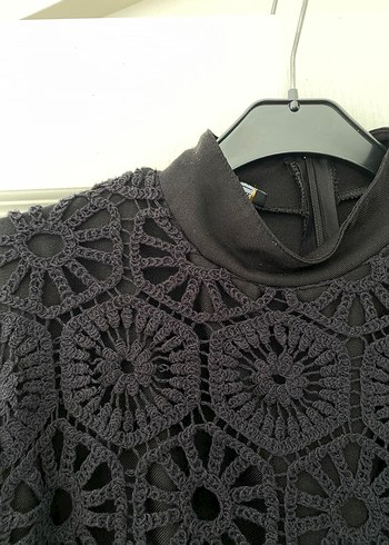 Siyah Örgü Detaylı Uzun Goth Elbise - Görsel 5