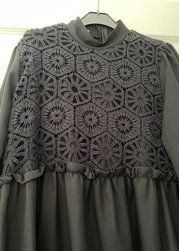 Siyah Örgü Detaylı Uzun Goth Elbise - Görsel 2