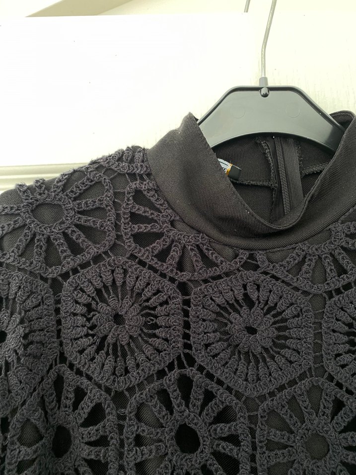 Siyah Örgü Detaylı Uzun Goth Elbise - Görsel 5