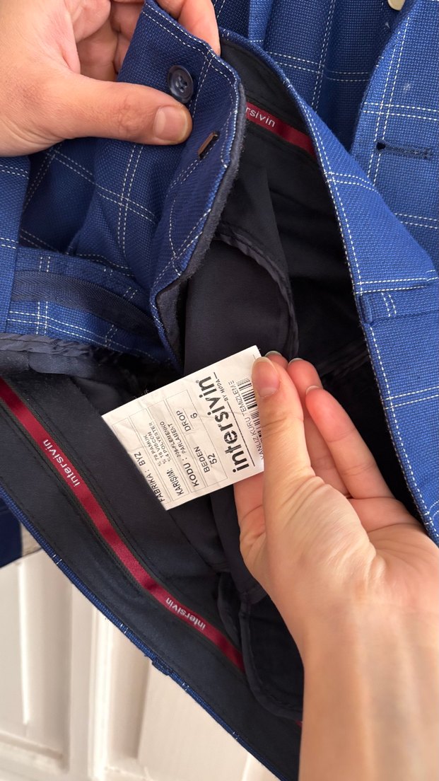 Erkek Klasik Lacivert Kareli Takım Elbise — görsel 3/4