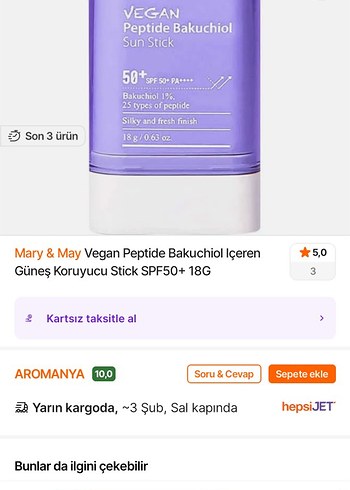 Mary & May Vegan Peptide Bakuchiol Stick SPF 50 - Görsel 3