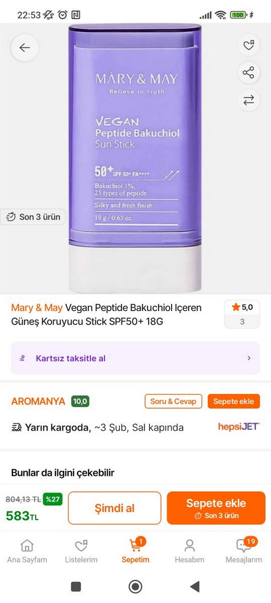 Mary & May Vegan Peptide Bakuchiol Stick SPF 50 - Görsel 3