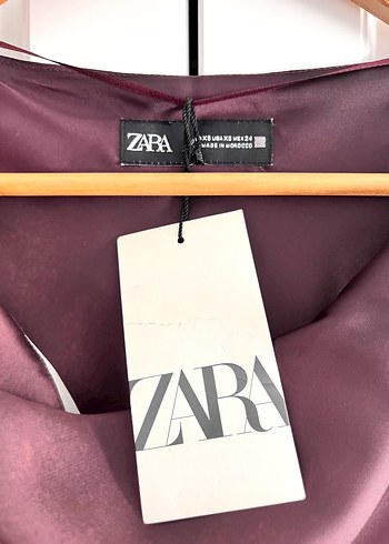 Zara Bordo Saten Elbise