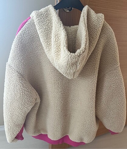 l Beden çeşitli Renk Peluş Kapüşonlu Pembe Mont