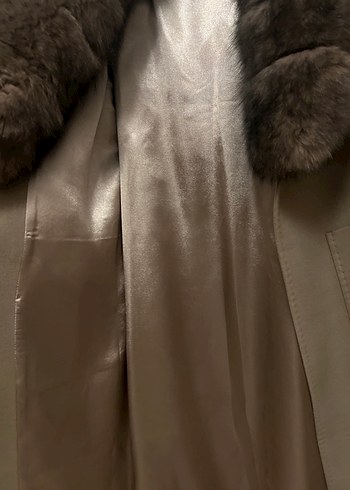 Kahverengi Uzun Kürklü Kadın Kaban - Görsel 5