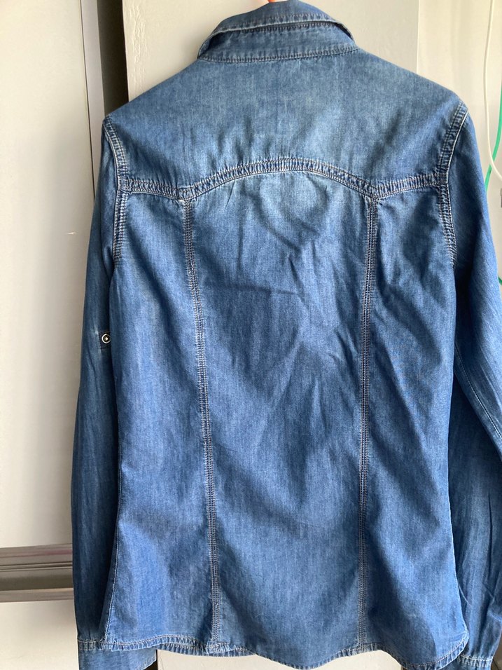 Kadın Mavi Denim Taşlı Gömlek S beden genç kızlar için - Görsel 2