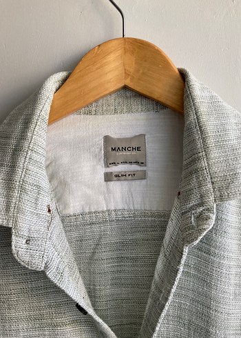 Mint  yeşili pamuklu Slım Fıt   Erkek Gömlek Uzun Kollu - Görsel 2