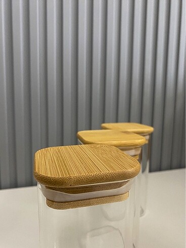 Beden çeşitli Renk BK SoftHome Bambu Kapaklı Cam Kavanoz Seti (3?lü)