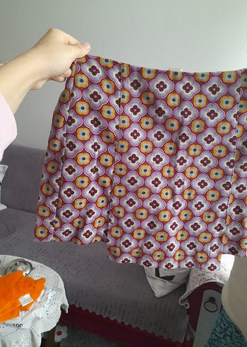 Çiçekli Yüksek Bel Mini şort Etek koton - Görsel 4