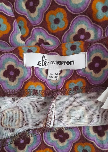 Çiçekli Yüksek Bel Mini şort Etek koton - Görsel 2