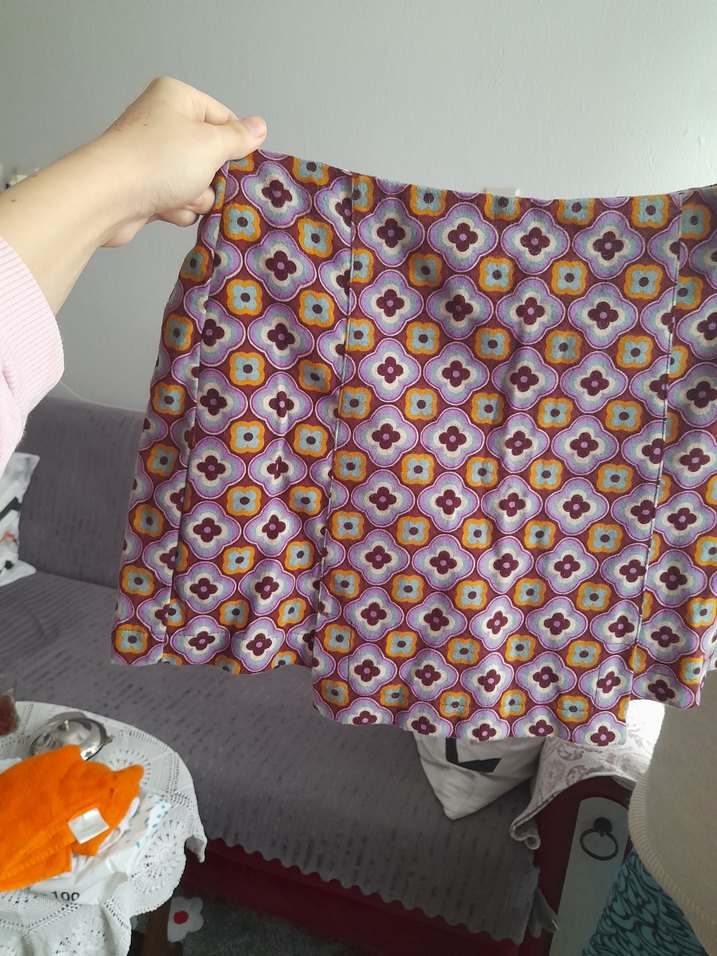 Çiçekli Yüksek Bel Mini şort Etek koton - Görsel 4