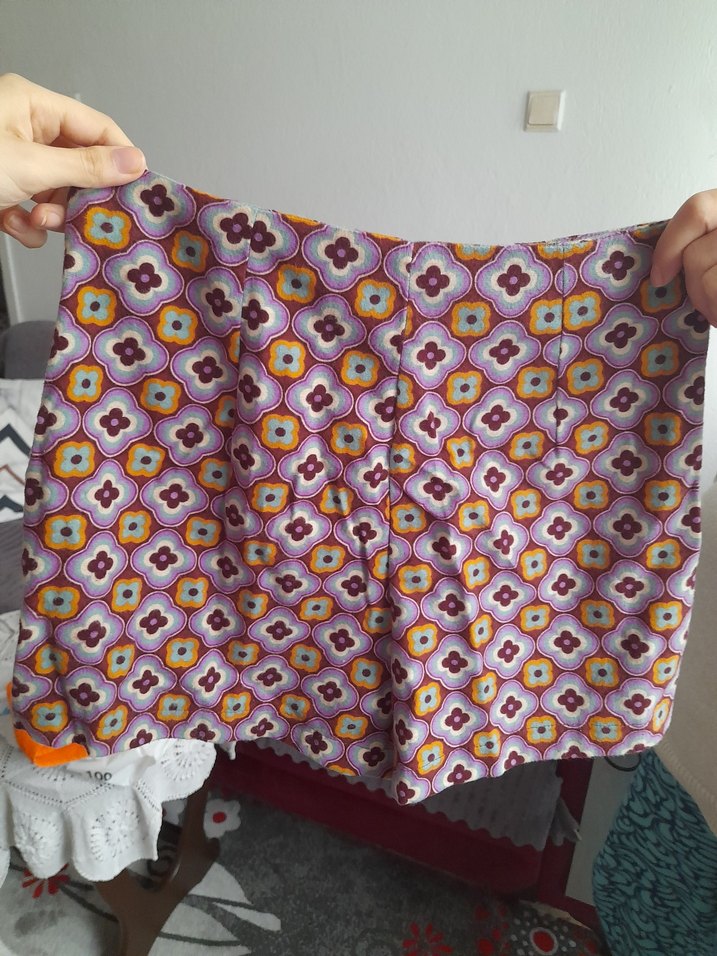 Çiçekli Yüksek Bel Mini şort Etek koton - Görsel 5