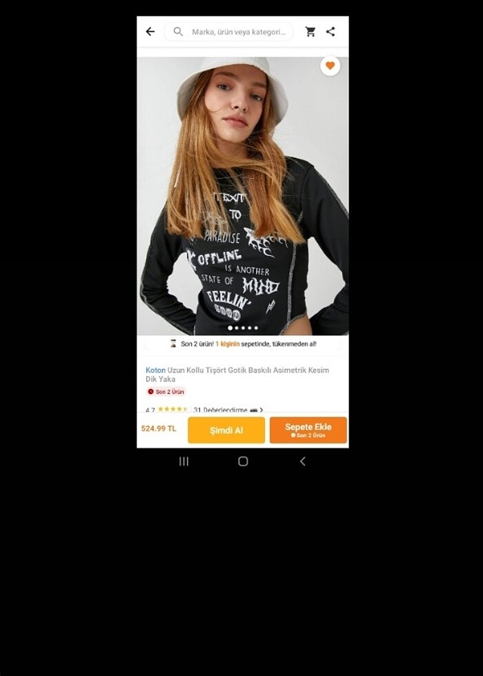 Koton gotik asimetrik kesim bluz. - Görsel 2