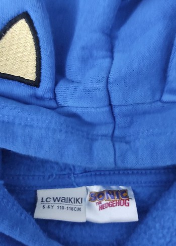 5 Yaş Beden Kapüşonlu Sonic Baskılı Mavi Sweatshirt