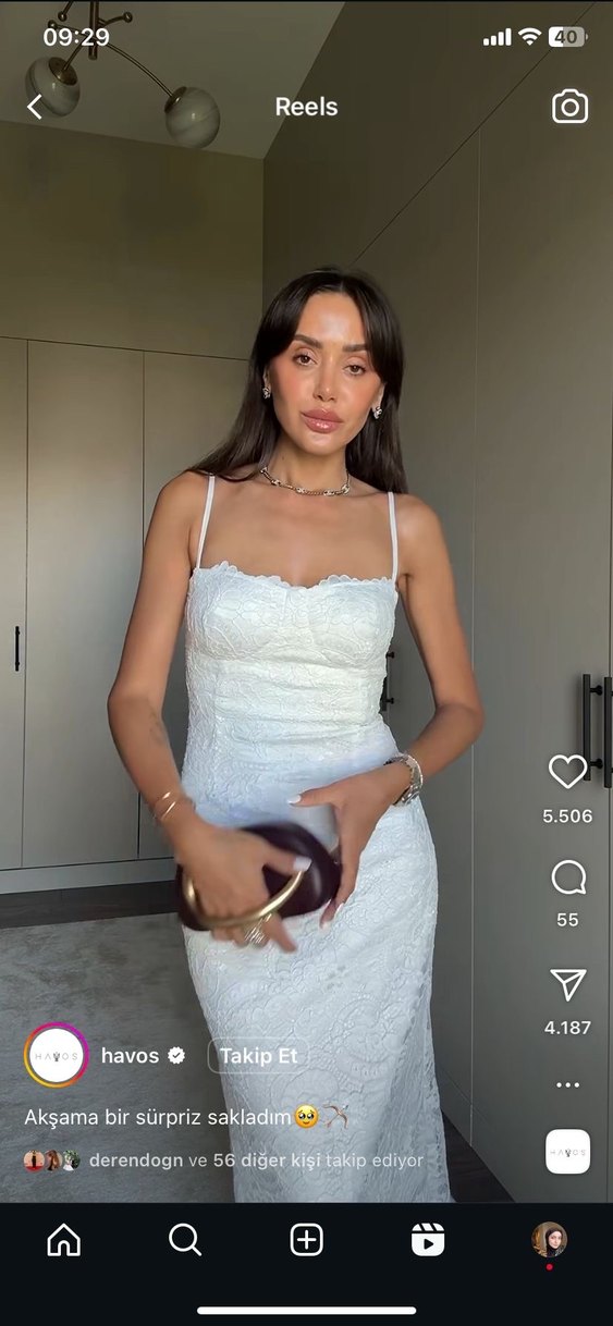 Beyaz Dantel Detaylı Uzun İnce Elbise - Görsel 2