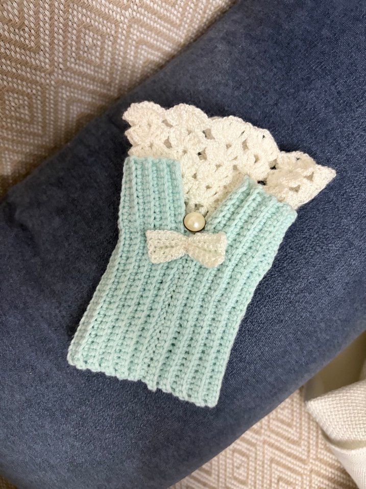 Turkuaz Dantel Detaylı Kadın Triko Eldiven - Görsel 2