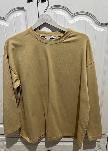 Bej Uzun Kollu Basic Sweatshirt
