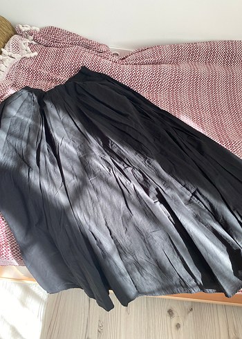 36 Beden gri Renk Piliseli Maxi Etek