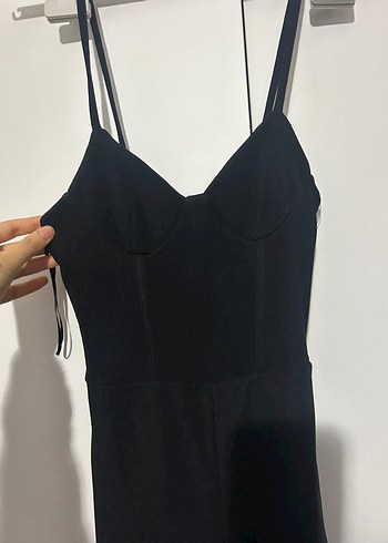 Kadın Siyah Askılı Tulum - Görsel 5