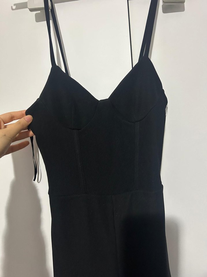 Kadın Siyah Askılı Tulum - Görsel 5