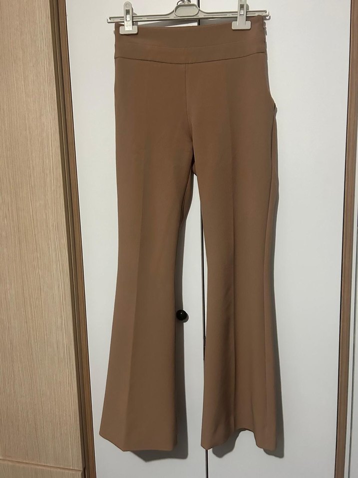 Bej Midi Kadın Kumaş Pantolon - Görsel 2