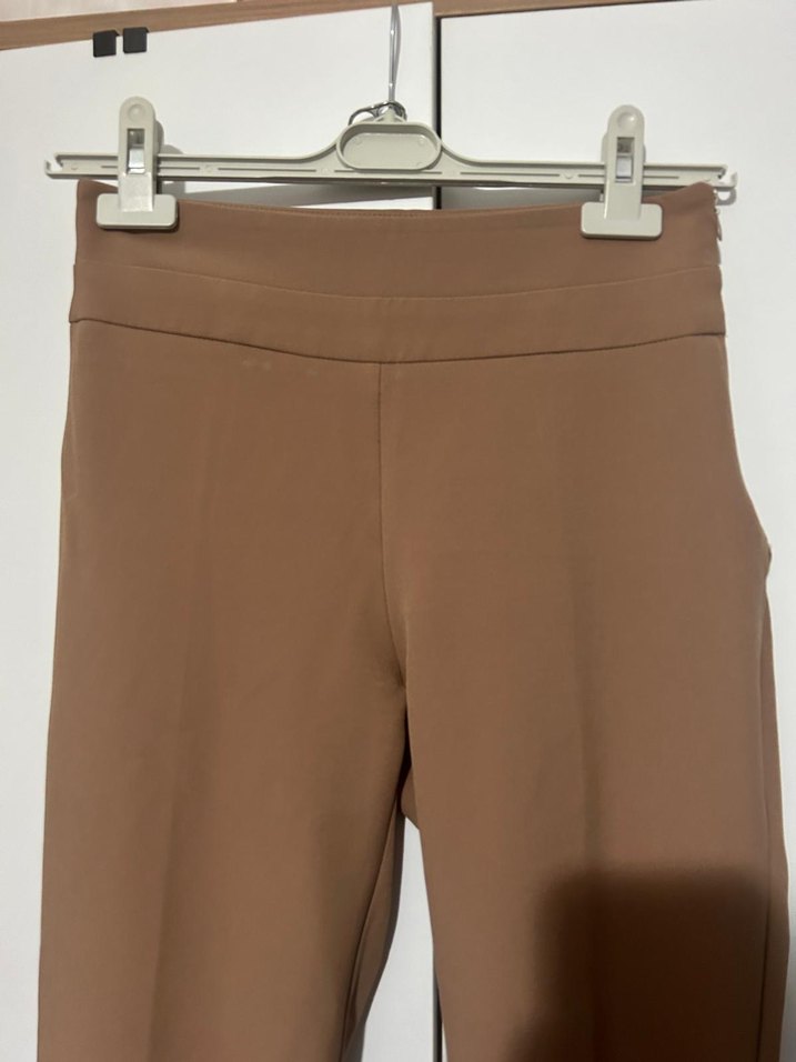 Bej Midi Kadın Kumaş Pantolon - Görsel 5