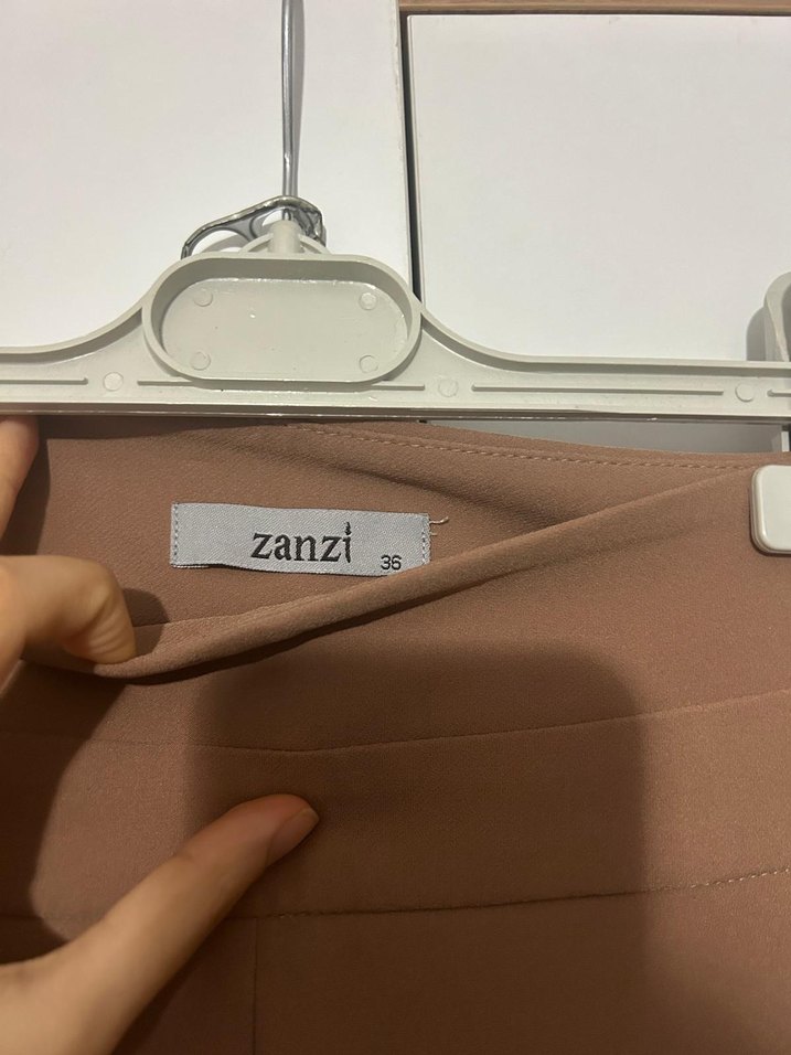 Bej Midi Kadın Kumaş Pantolon - Görsel 4