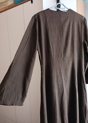 Acı kahve keten elbise - Görsel 4