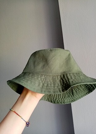 Tasarımcı Yeşil ton buclet şapka 