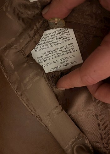 Düğmeli Kahverengi Deri Kadın Ceket - Görsel 3