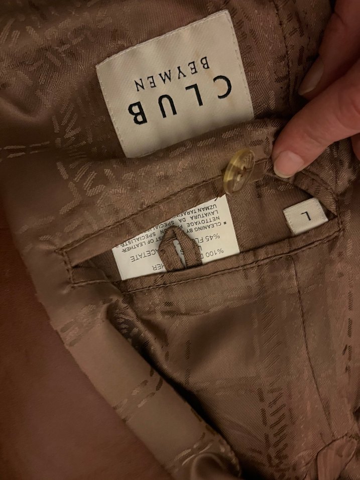 Düğmeli Kahverengi Deri Kadın Ceket - Görsel 4