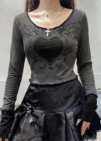 s Beden çeşitli Renk y2k fairycore grunge goth bluz 