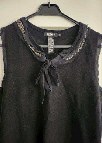 DKNY Zımba ve Tül Detaylı Siyah Kadın Yün Süveter - Görsel 2